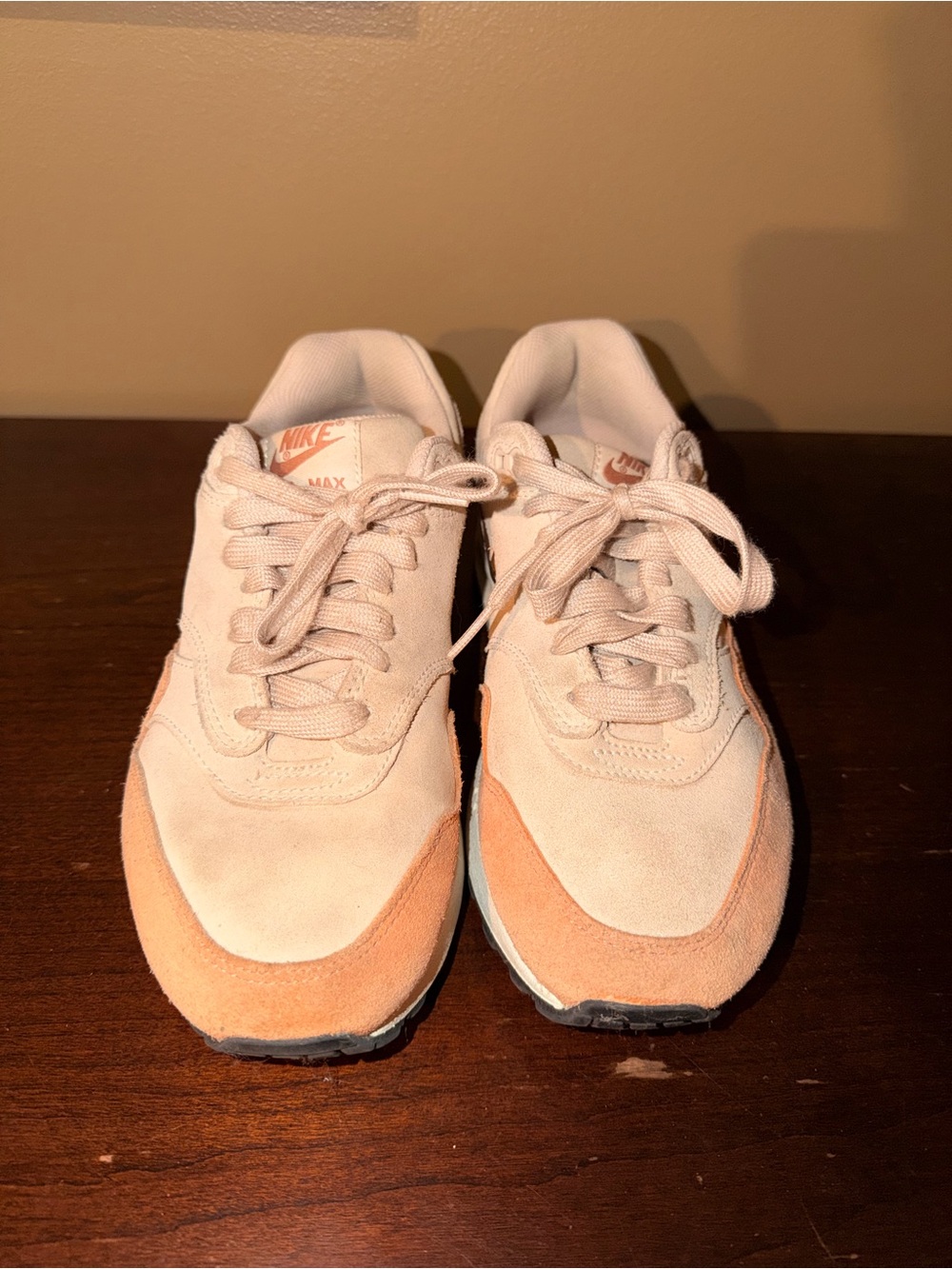 Nike Women's Light Pink and Peach Suede Sneakers